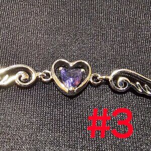 925 Sterling Silver Wing Fine Chain Bracelet with Shiny Natural Stone Inlay.